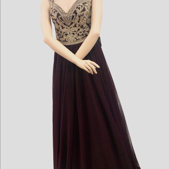 Gold Dark Burgundy TLC Say Yes To Prom Dress Ball Gown Size 13 NWT - Picture 3 of 16